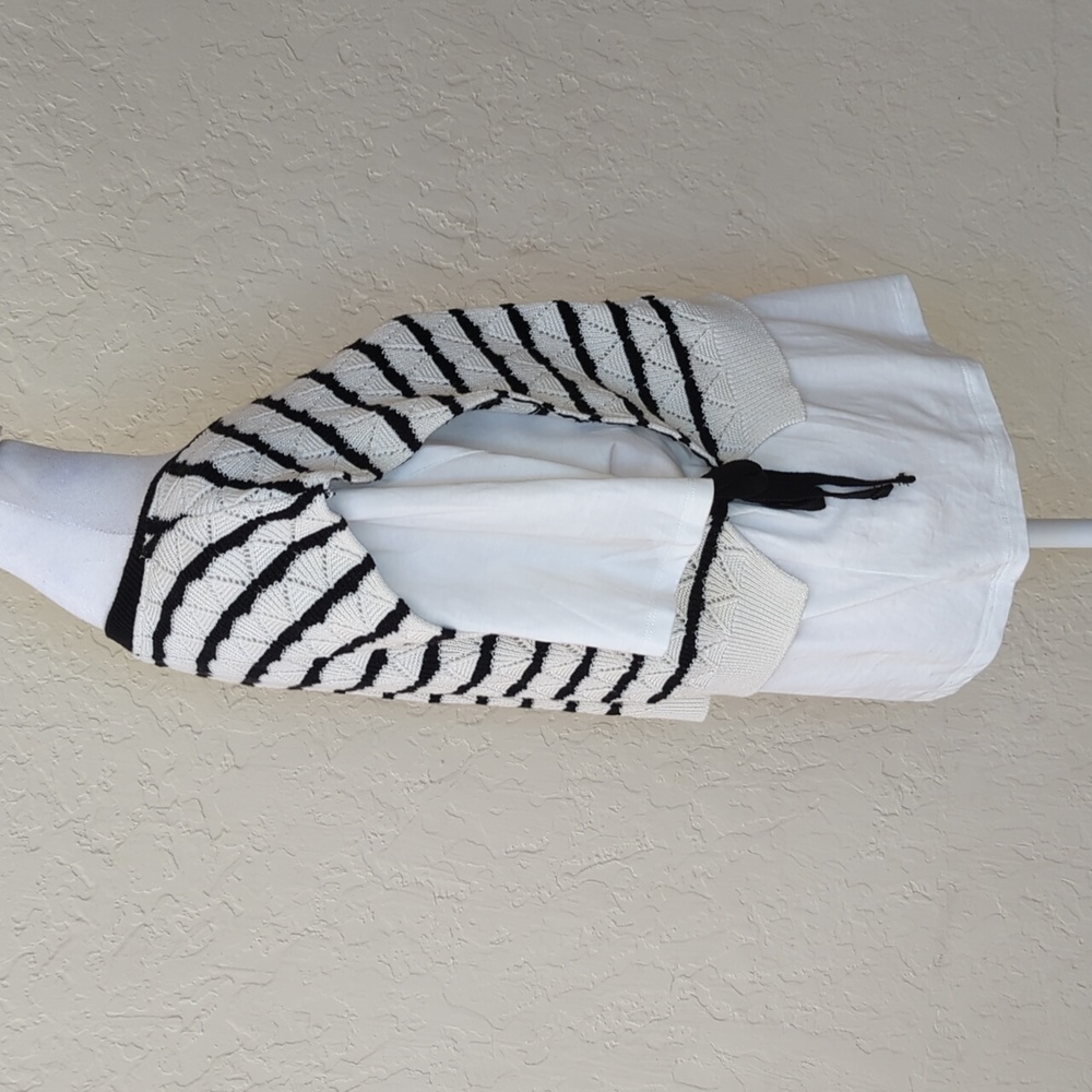 Zara Striped Knit Vest Combination T-Shirt with Side Bows Size Large - Picture 7 of 13